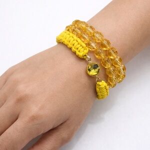 Yellow Beaded And Braided Macrame Bracelet | Mixit Nylon Stack Bracelet